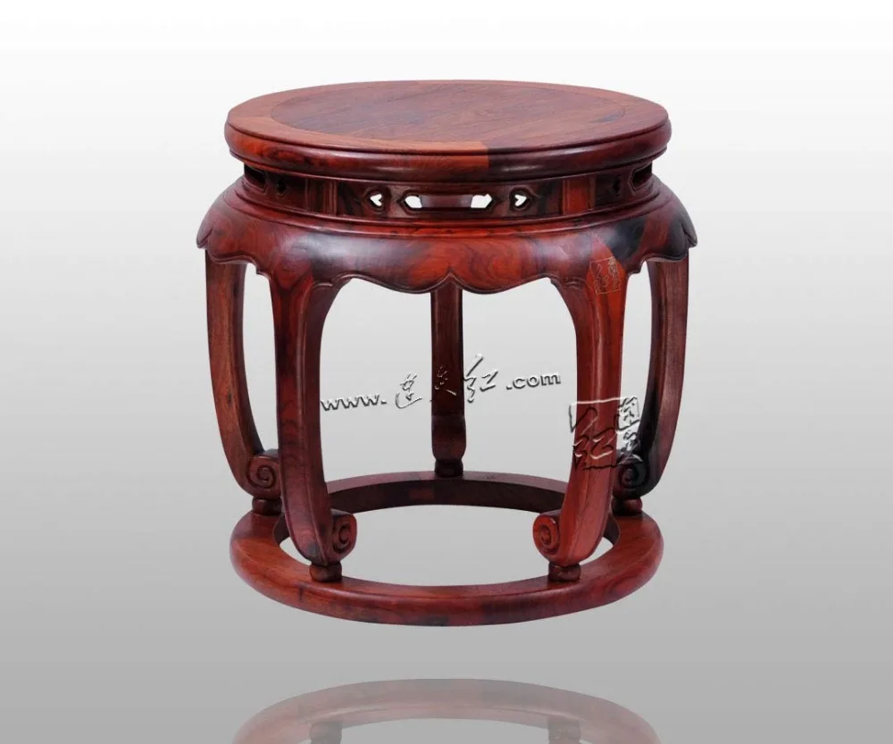 Chinese arts & crafts Birmânia Rosewood Rodada Banco de Decoração Para Casa Mobiliário Antigo Sala de estar de Baixa Sapatos Fezes Jacarandá Birmanês