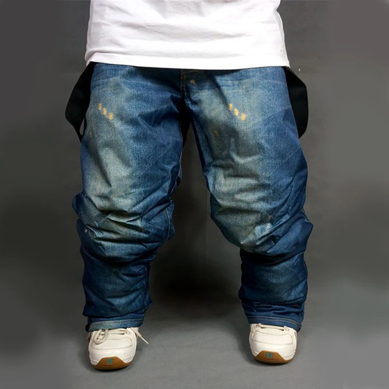

SAENSHING Winter Ski Pant Men Waterproof Windproof Denim Snowboard Pant Ski Trousers Cotton Pad Warm Outdoor Skiing Snow Pants