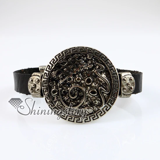 

snake fleur de lis snap wrap bracelets genuine leather leather bracelet fashion jewelry cheap bracelets