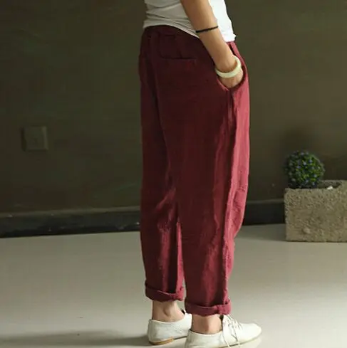 Pequeña Mujeres Cáñamo Suelta Envío Algodón red Black S575 Wine Yardas Nuevas Color Grandes Gratis Pierna Sólido Las txPHpw