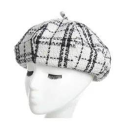 Осень-зима женские береты Черный Белый решетки тыквы шапка тонкая британский стиль береты шляпа для женщины chapeau pour les femmes