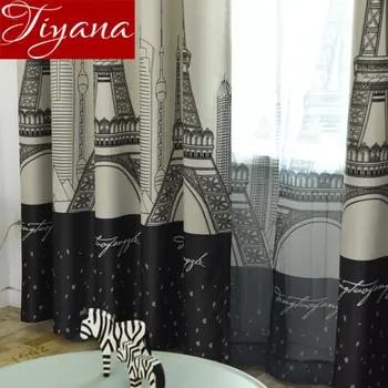 

Paris Tower Curtains for Boy Kid Bedroom Cartoon Modern Blackout Window Drapes Living room Sheer Voile Customize Rideau T&288#3