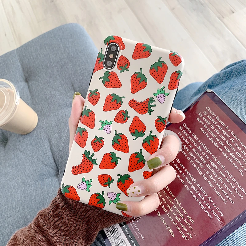 

Phone Cases for Huawei P30 P20 Mate20 Pro Fruit strawberry frosted matte IMD cover For Honor 10 Nova 3 3i 4 back fundas capa
