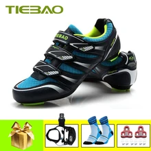 Tiebao/синяя обувь для велоспорта; sapatilha ciclismo; спортивная обувь для велосипеда; обувь для шоссейного велосипеда; zapatillas deportivas hombre