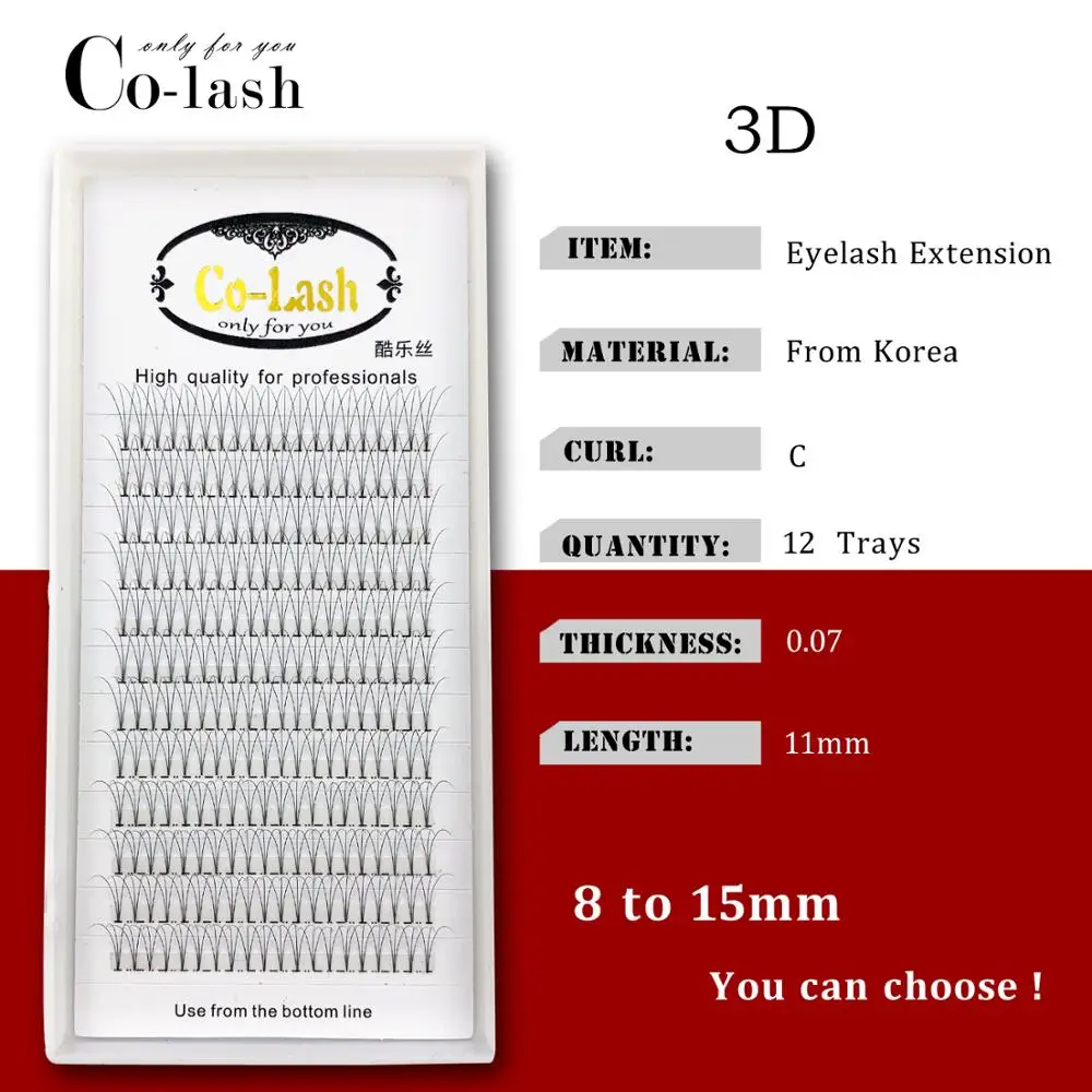 Colash 1 коробка большой емкости русский объем ресниц 3D ресницы для наращивания 0,07 мм толщина C D завитые норковые полосы ресницы Индивидуальные