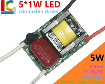 

5W Dimable LED Driver Adapter 300mA 5*1W Lamp Driver Power Supply 110V 220V Lighting Transformers for LED Bulb Spotlight etc