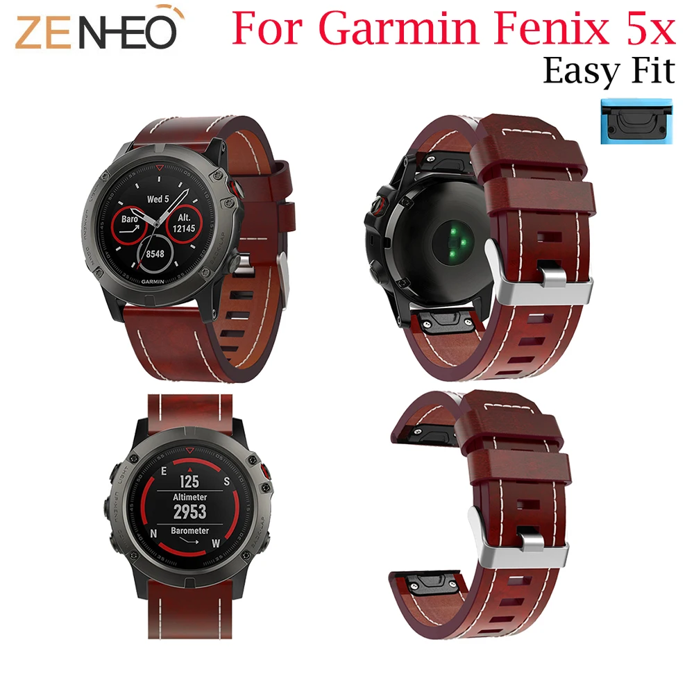 Кожаный ремешок для часов Garmin Fenix 5X быстросъемный сменный EasyFit 5X/5X Plus|Ремешки