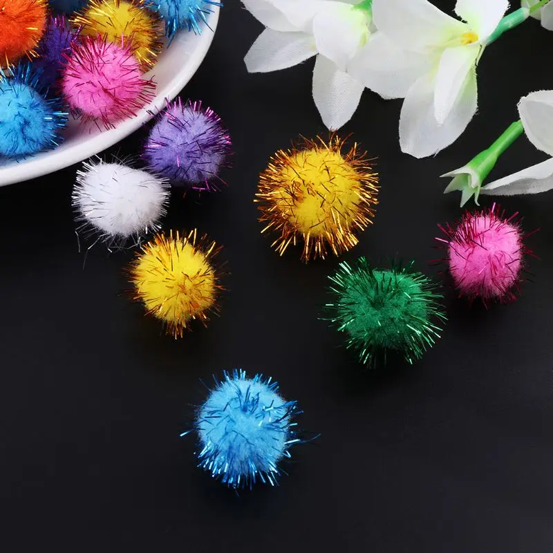 100 шт. 25 мм Мини пушистые мягкие помпоны блестящий шар ручной работы детские игрушки DIY Швейные ремесла поставки смешанных цветов
