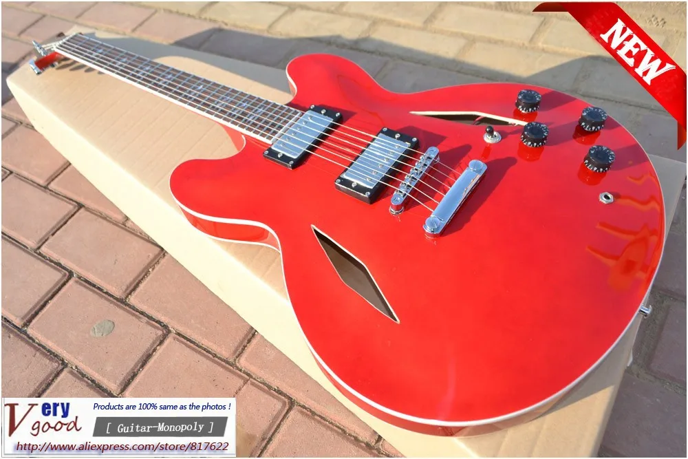 New! Jazz Guitar Custom Dave Grohl Signature Dg 335 Red Color Maple Topped Electric Guitar Free