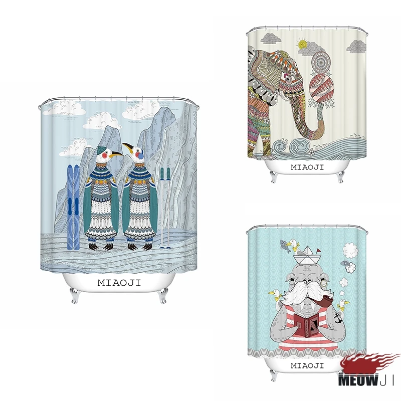[MIAOJI] акварельные животные сказочный слон Зебра занавески для душа
