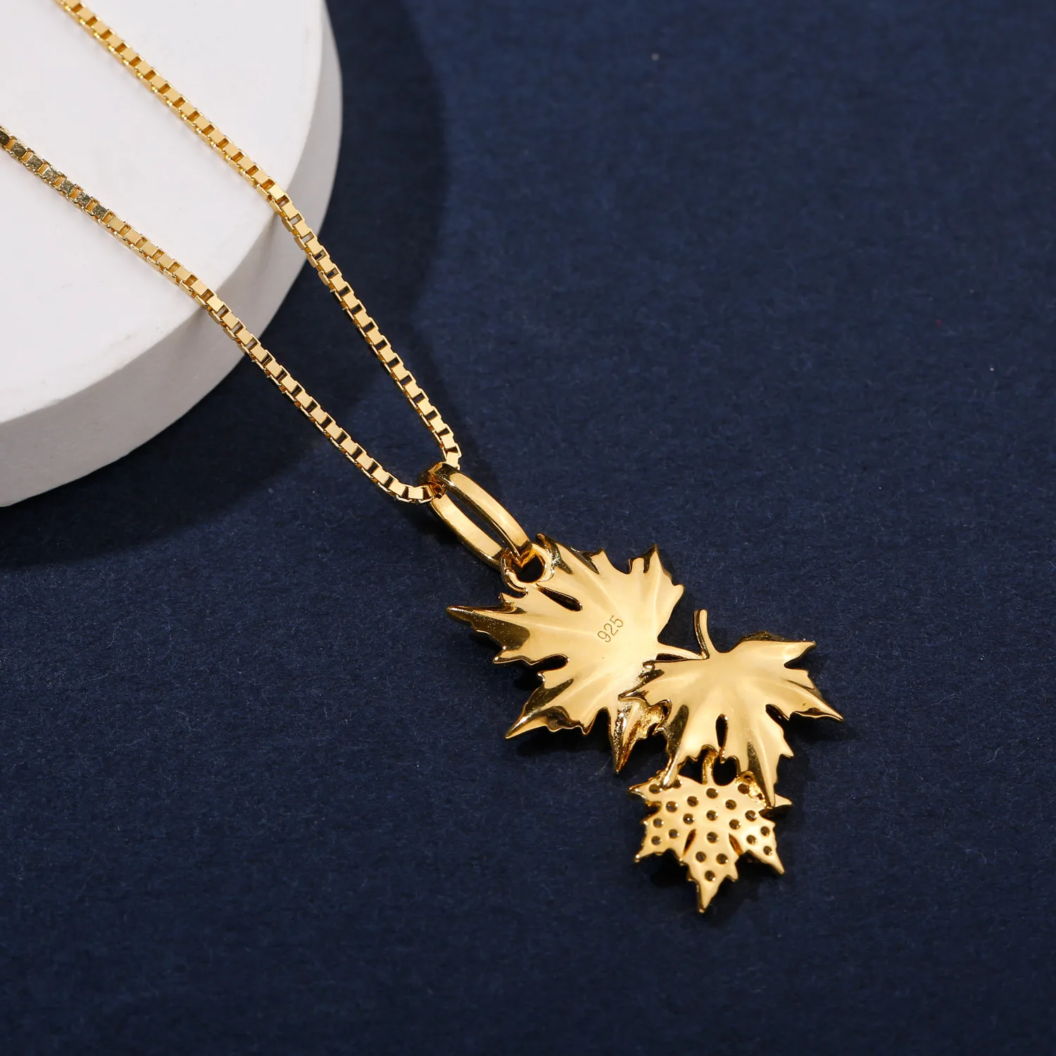 Gold Color Maple Leaf Pendant Necklaces 