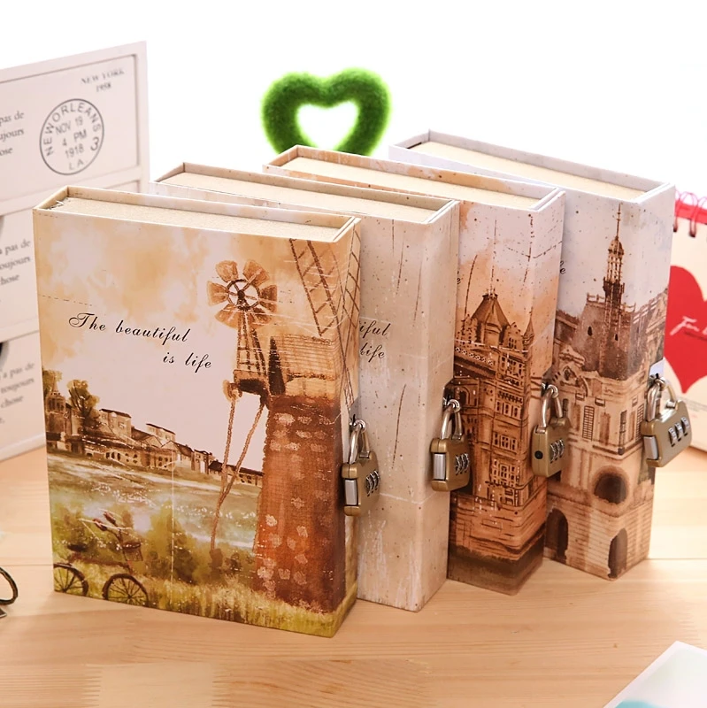 

KIMCOOL Notebook [ The Famous Buildings Lockable Diary Notebook ] Classical European Vintage Diary Composition Book Notepad