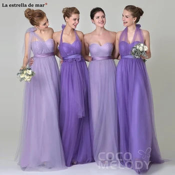 

Robe demoiselle d'honneur hot sale gauze ALine half sleeve convertible lavender purple bridesmaid dress long vestido madrinha