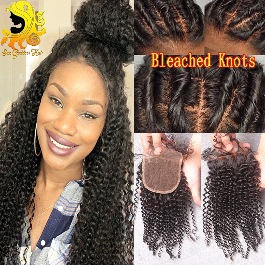 Cheap Mongolian Kinky Curly Lace Closure 4x4 Virgin Human Hair Lace