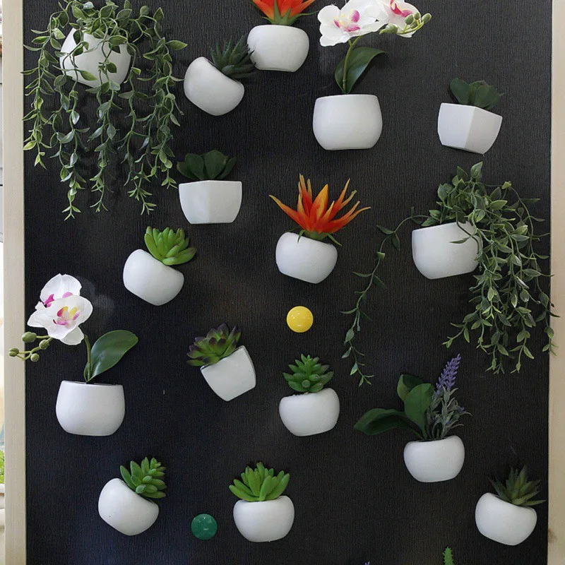 

Mini Simulated Bouquet Flower Fridge Sticker Succulent Plant Fridge Magnet Magnetic Potted Plant for Home Wall Decoration