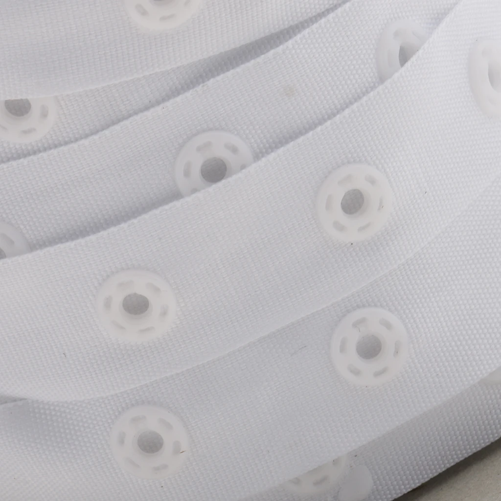 Phenovo 50 Yard White Resin Press Studs Snap Tape 8mm Buttons Fastening Tape Sewing for Duvet Covers Craft