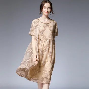 

maxi dress plus size robe courte 2019 summer boheme femme floral oversized casual boho dresses for women 456XL Embroidered