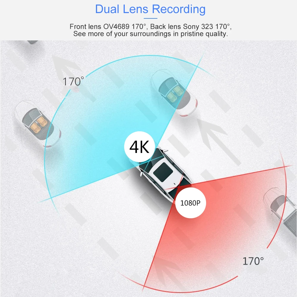 المزدوج عدسة 4 K الترا HD WiFi كاميرا عدادات السيارة T691C 2160 P 60fps أداس Dvr مع 1080 P مستشعر سوني كاميرا خلفية ليلة الليلية GPS