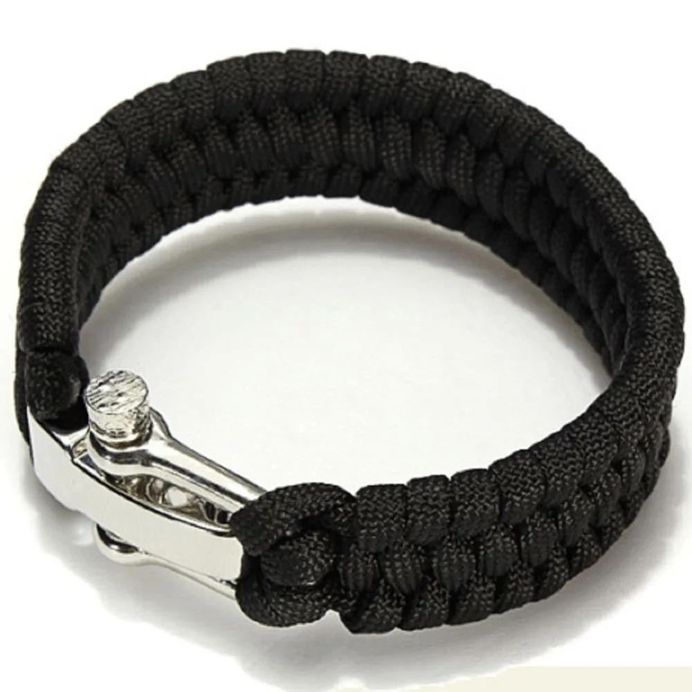 

4mm Camping Cord 550 Survival Bracelet Outdoor Climbing Rope Rescue Cord Bracelet Steel Shackle Buckle Camping Tools 8 Colors