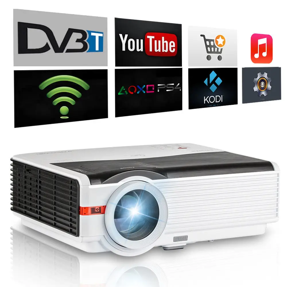 

CAIWEI Built-in DVB-T2 TV Projector HDMI 1080p Home Theater Cinema Movie Game for Business School Education Proyector Beamer