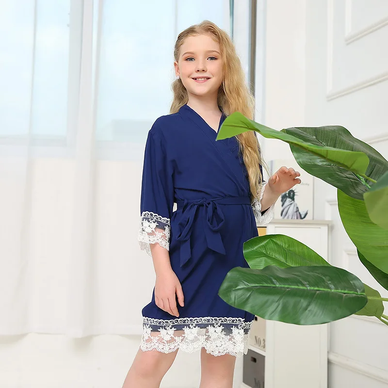 

Cotton Printed Robe Girls's Long Robe Simple Loose Home Clothes 728