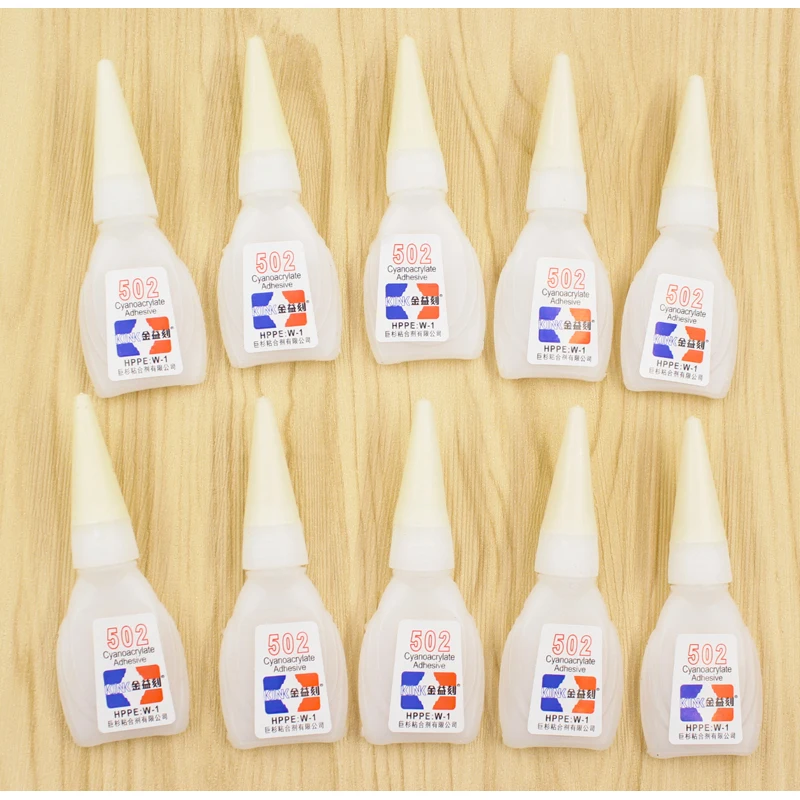 

10Pcs Strong Super 502 Glue Cyanoacrylate Liquid Water Fabric Paper Touch Screen Wood Leather Epoxy Stationery Store UV Adhesive