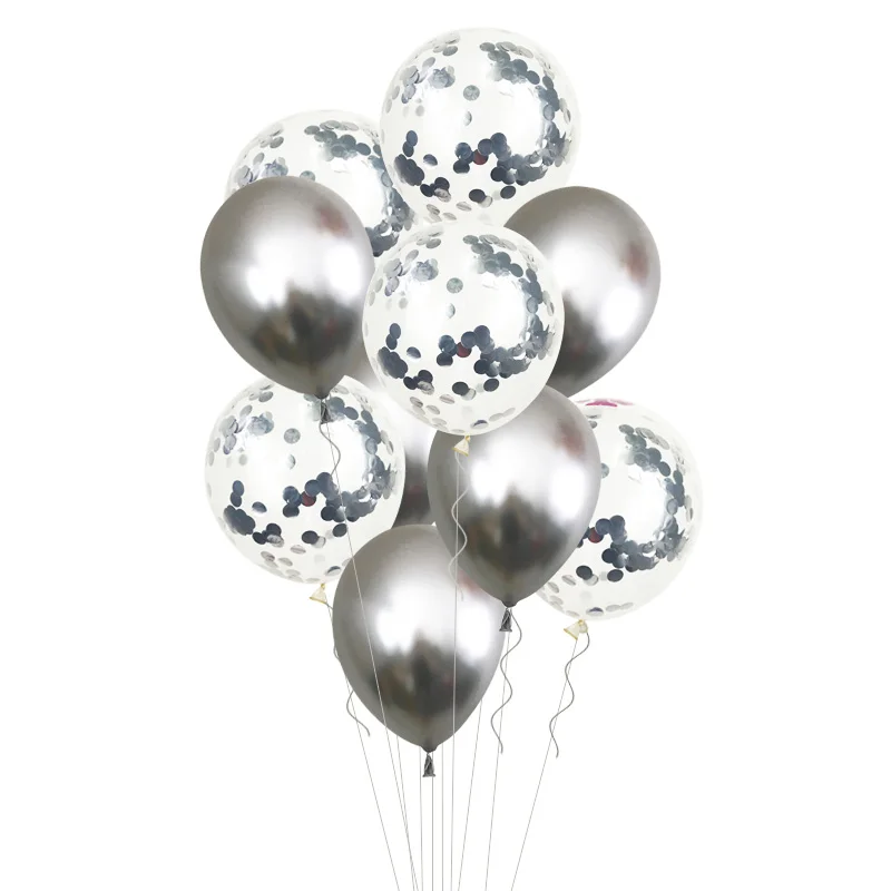 Смешанные Серебряные конфетти воздушные шары День рождения украшения Дети взрослый Металлический воздушный шар Свадебный воздушный шар на день рождения Декор