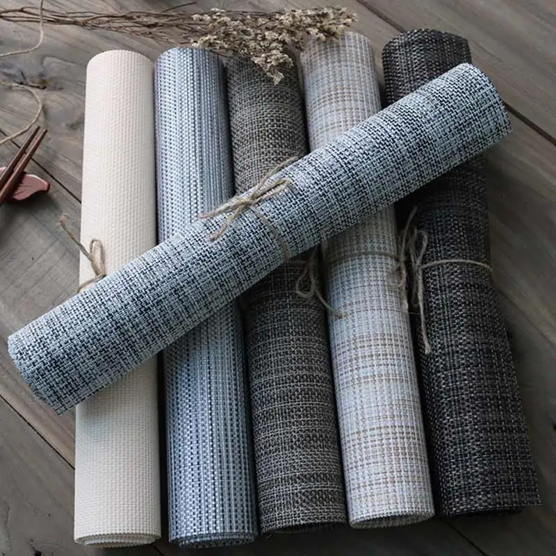 45X30CM Table Mat PVC Rectangular Non-Slip Heat Insulation Antifouling Braided Placemat Kitchen Restaurant Bowl Plate Cup Pad