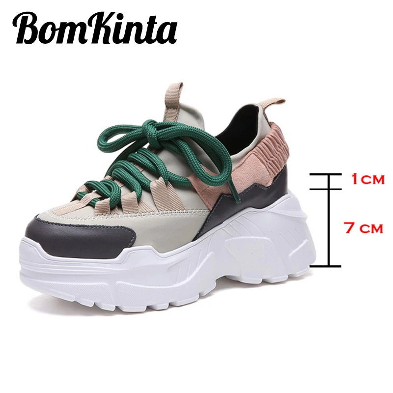 

BomKinta Height Increasing 8 CM Designer Casual Shoes Woman Thick Sole Gladiator Sneakers Women Platform Shoes Female Flats