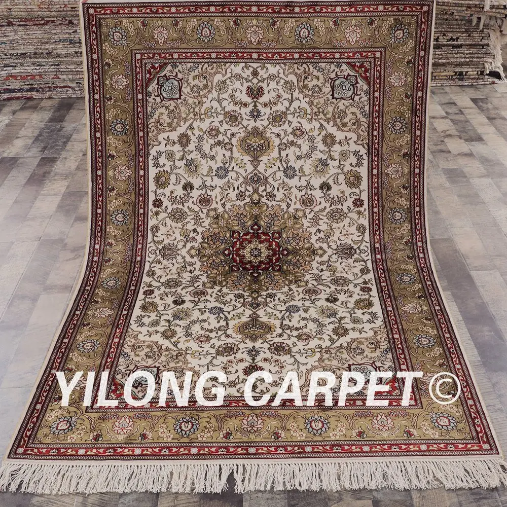 YILONG 4'x6' Persian traditional silk carpet antique oriental rugs for