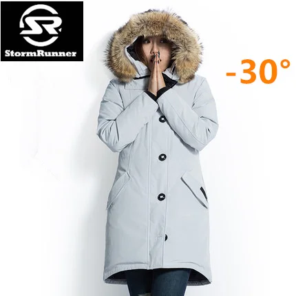 

StormRunner Brand Ski Jacket Women White Duck Down Winter Waterproof Jacket Snowboard jackets Warm Lengthen Ski Coat Female
