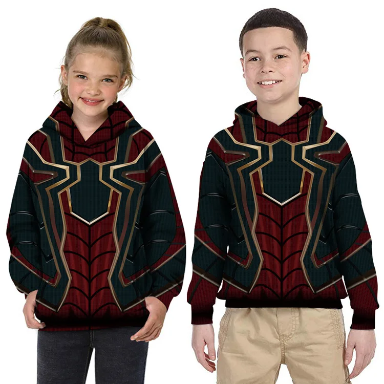 

2019 Cosplay children kids boys girls hero Spider-Man Hoodie Jacket 3D Printed Sweatshirt Iron spider coat Christmas costumes