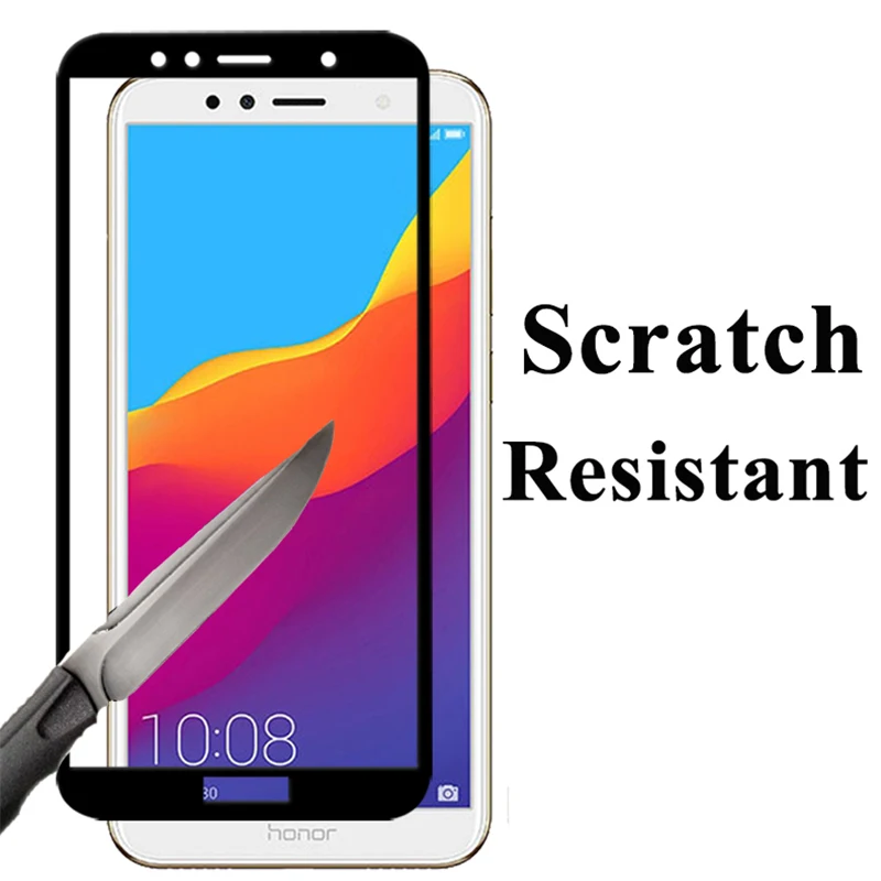 Защитное стекло на весь экран для Huawei Honor 7a 7c pro 7x закаленное c x|Защитные стёкла и