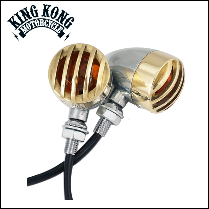 Polished housing Heavy Duty Brass Grill Vintage Motorcycle Turn Signals