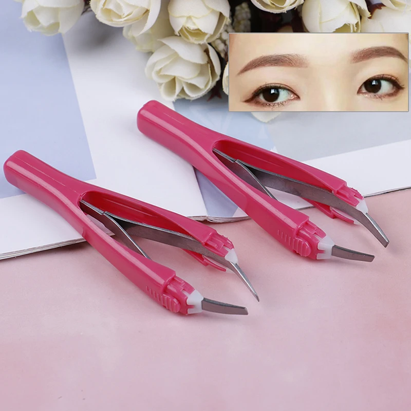 

1Pc Professional Stainless Steel Automatically Retractable Slant Tip Hair Removal Eyebrow Tweezer Makeup Tool Useful Beatiful