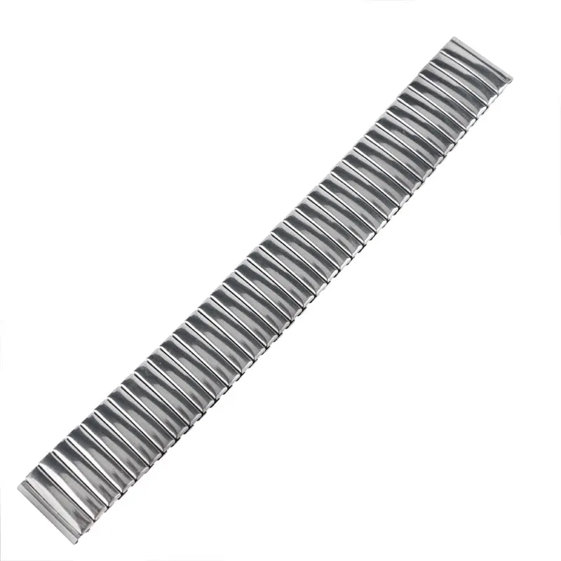 

18mm Silver Stainless Steel Elasticity Watchband Fashion Bracelet Wristwatch Band Strap Replacement Mens Womens 2 Spring Bars