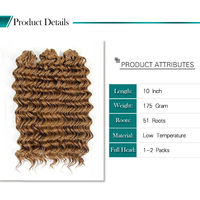 Crochet Hair Deep Wavy Low Temperature Fiber 10 Inch 3strand/pack Can Be Re-model Synthetic Hair Braids Crochet Briads Crochet Hair Deep Wavy Low Temperature Fiber 10 Inch 3strand/pack Can Be Re-model Synthetic Hair Braids Crochet Briads