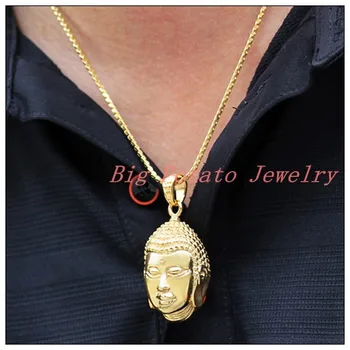 

New Style Gold Stainless Steel Buddha Men's Boy's Pendants Necklaces,Perfect Engraving Technology Free Chain