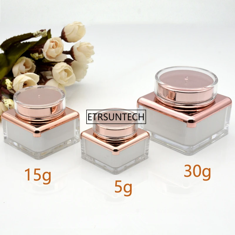 

100pcs 5g 15g 30g Empty Cream Jar Plastic Acrylic Refillable Bottle Makeup Pot Travel Face Lotion Cosmetic Container F2437