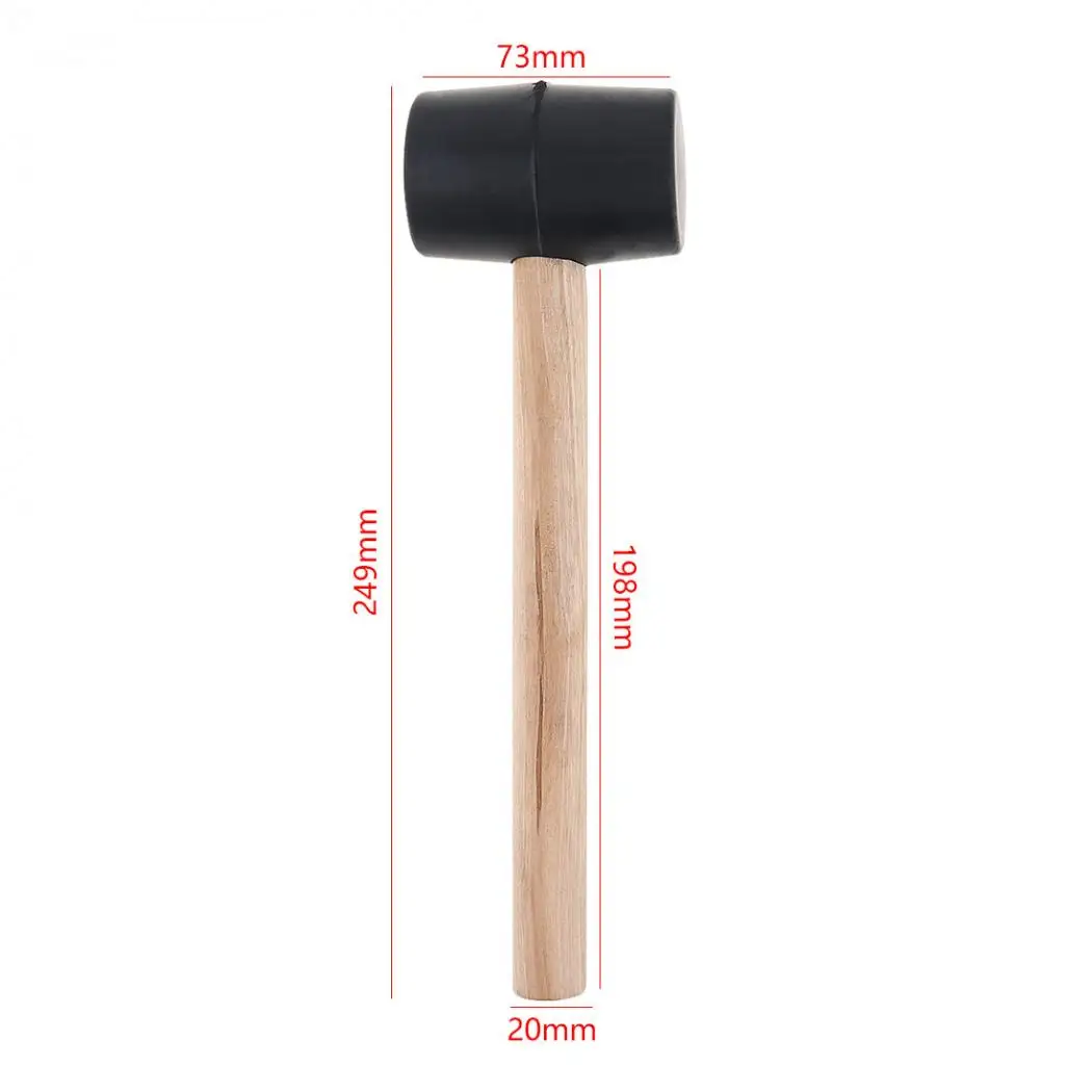 Rubber Hammer Hand Tools 230g Non-elastic Tile Hammer with Round Head and Wooden Handle for DIY Hand Tool 1pcs