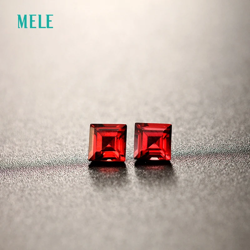 Gemstone Natural Red Garnet jewelry making 5X5mm10pcs Square losse gemstones clean Designer Ring Bracelet Earring Hight Quality