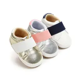 Малыша новорожденных обувь первый ходок Pu кожа осень не нескользящая Мягкая подошва для маленьких мальчиков девушка тапки 0-18 м