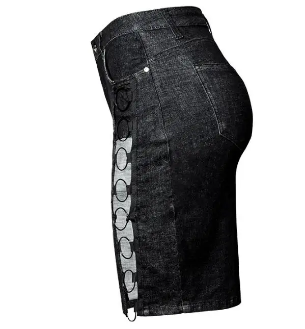 S/3XL Новейшие женские эластичные юбки с высокой талией, джинсовые юбки с заклепками, женские сексуальные джинсы-скинни, юбки Saias K993