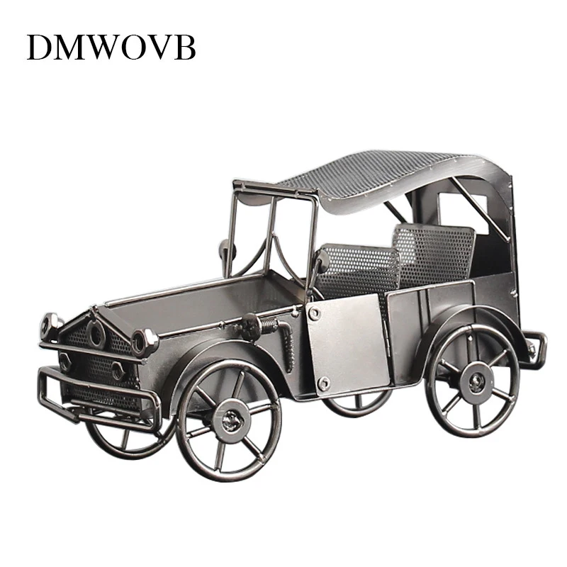 Beste DMWOVB Woondecoratie Legering Model Auto Ambachten Ornamenten Vintage Metalen Auto Beeldjes Wijn Kast Display Inrichting Gift