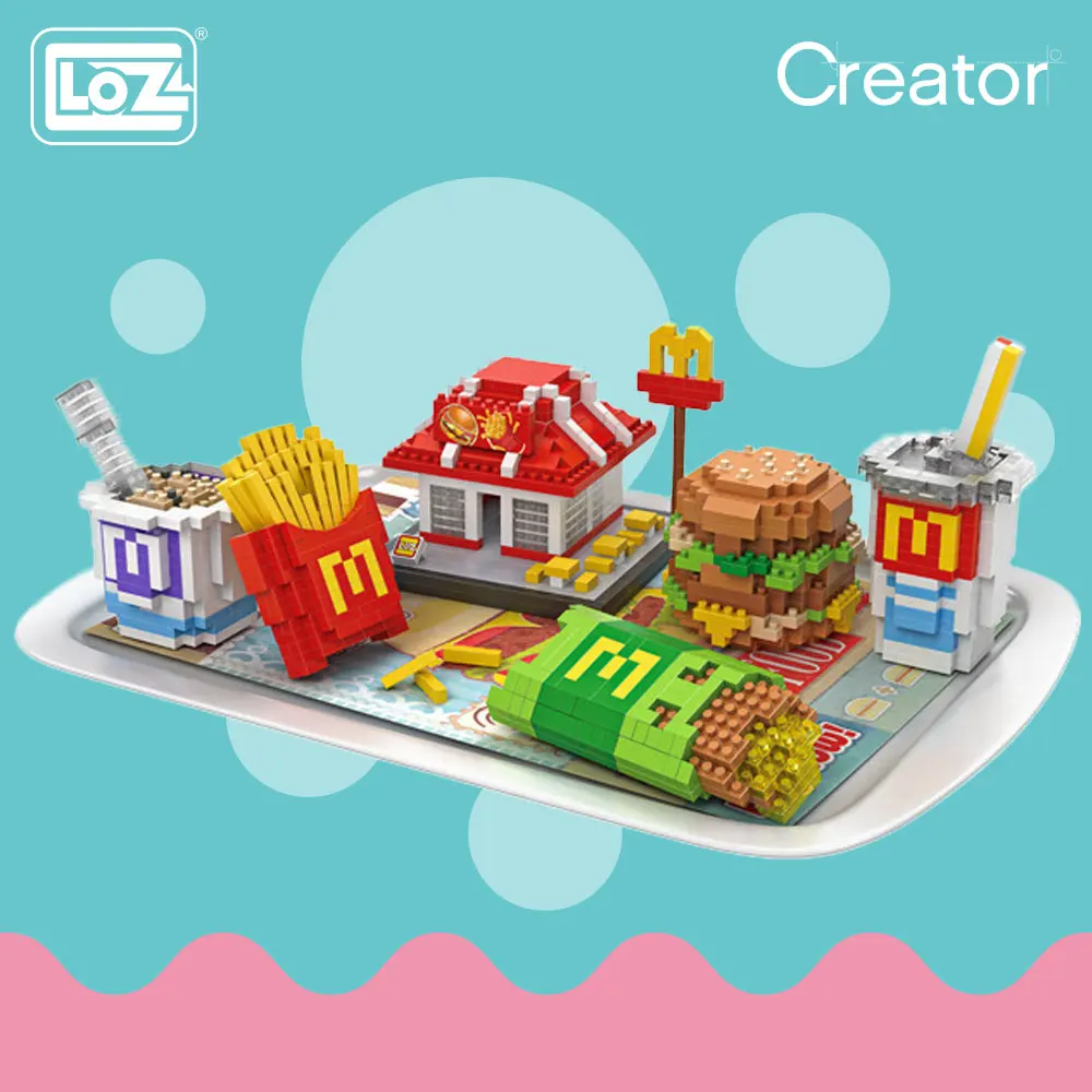 

LOZ Diamond Blocks Fast Food Set Meal Building Block Food Fries Hamburgers Assembly Model Nano Bricks Micro Blocks Toys DIY 9391