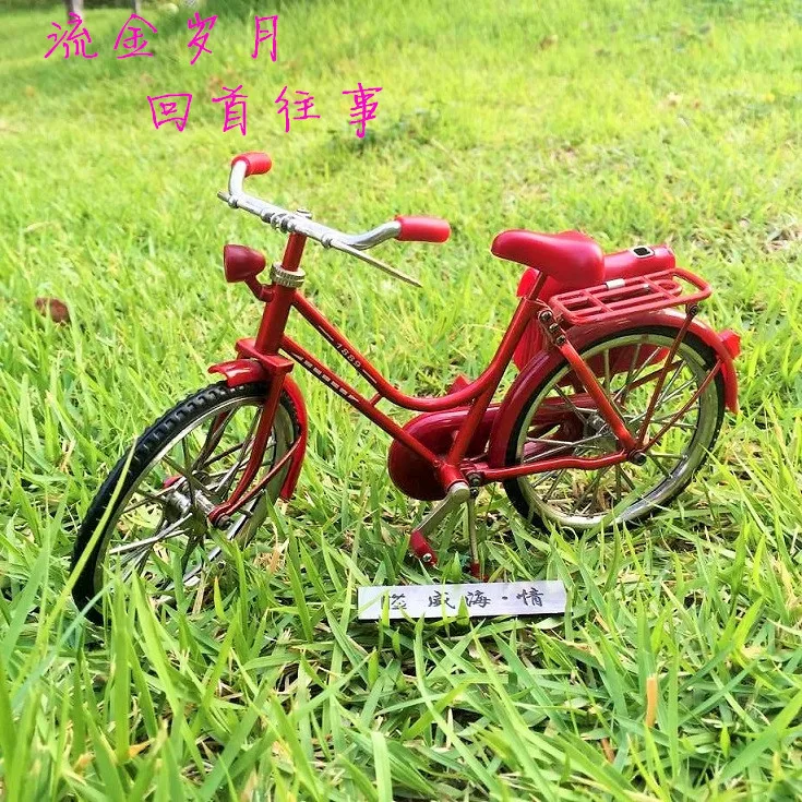  diy miniature assembled metal red bicycle model mountain Road bike toys for children kids birthday 