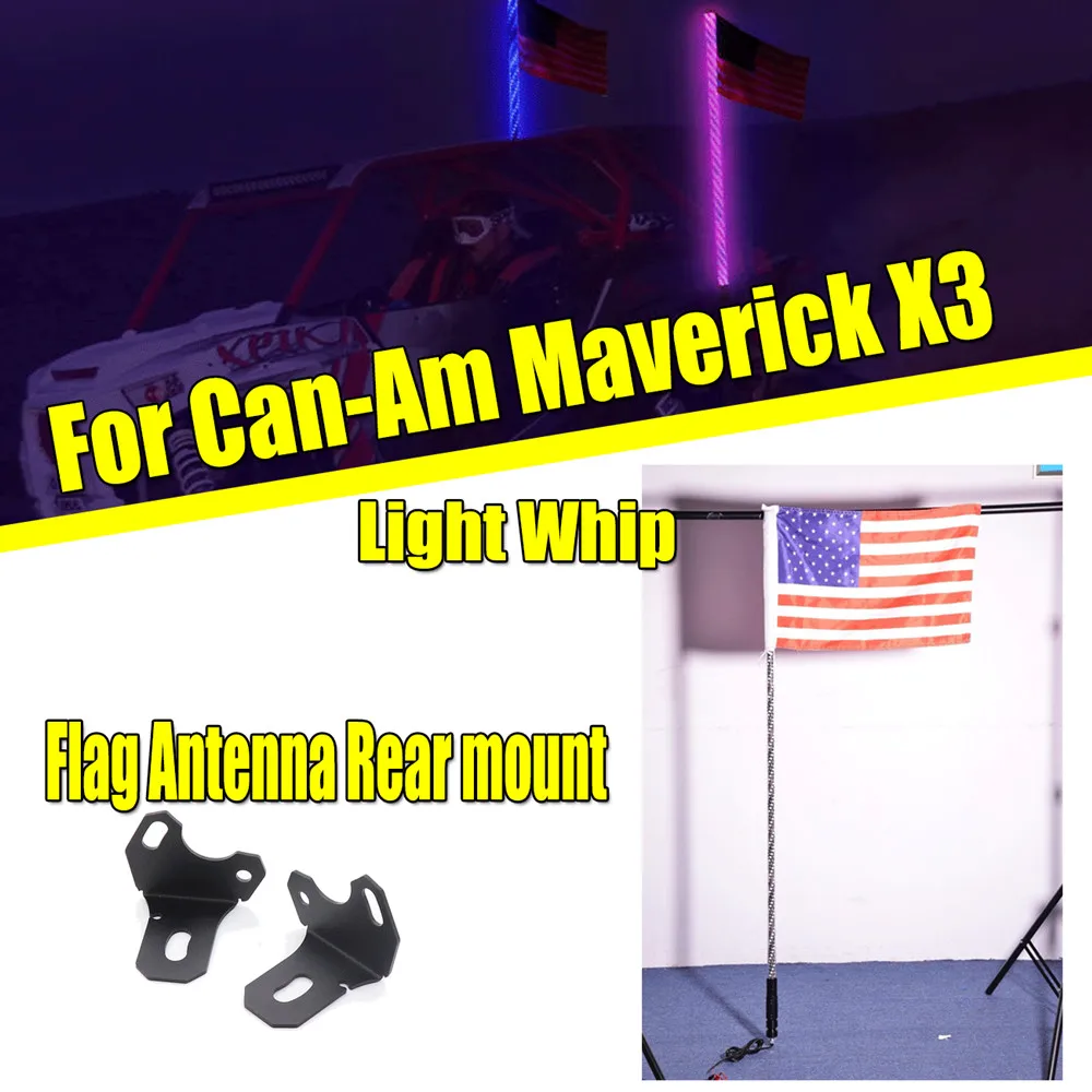 

KEMIMOTO Rear Lighted Flag Antenna Mount+Twisted 5" LED Whip Light Kit for Can Am Maverick X3 2017 2018