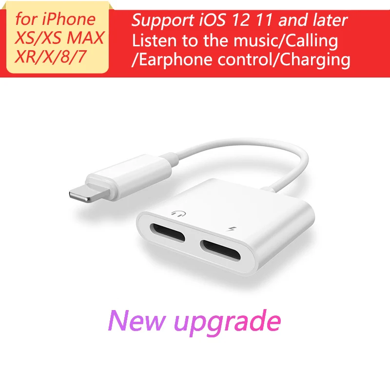 Kopen 4in1 Splitter voor iPhone XS MAX XR 7 8 X SUP iOS 12 Dubbele Jack Audio adapter Opladen Muziek Call Voor Hoofdtelefoon Audio Adapter