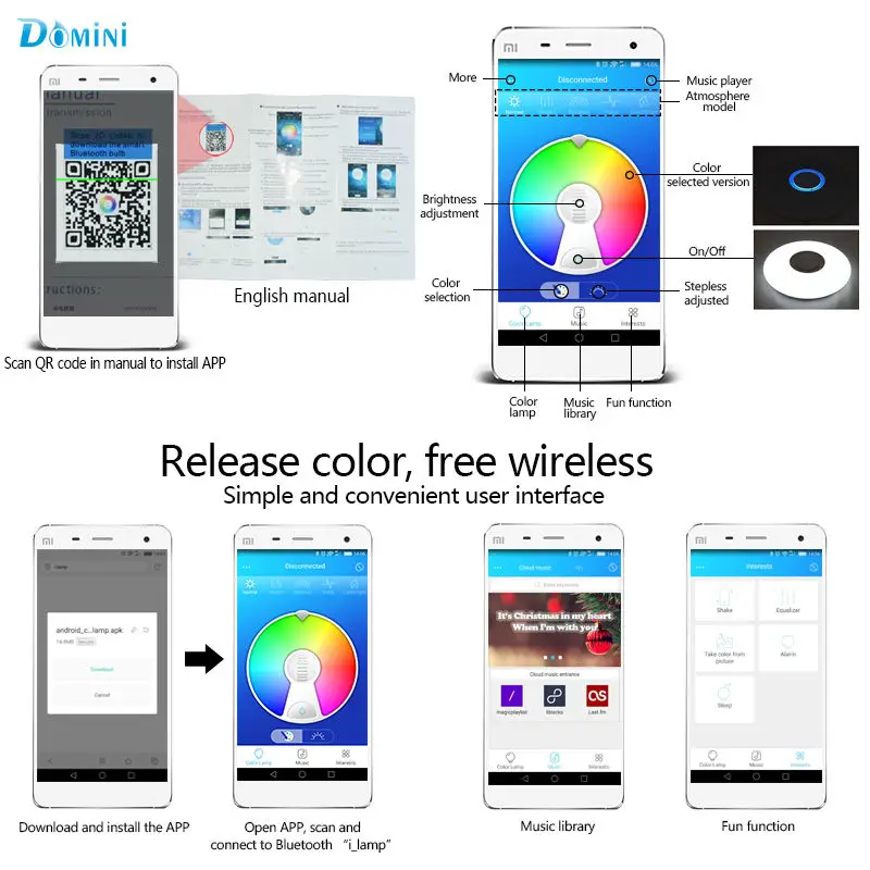 Приложение светодиодный потолочный Лампы для мотоциклов bluetooth музыку красочные