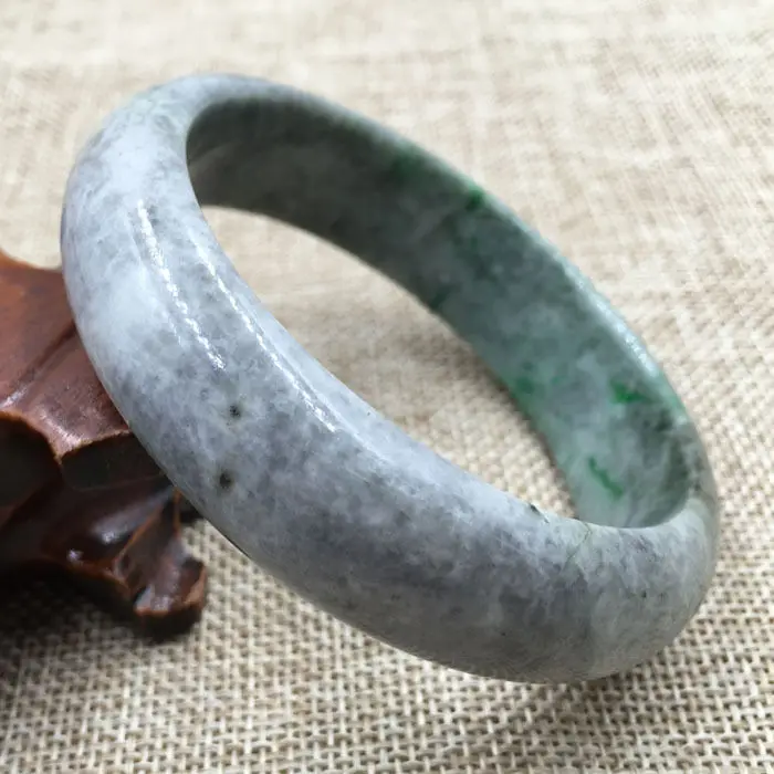 

61mm Certified Grade "A" Natural Green Jadeite Jade Gems Bracelet Bangle 043463